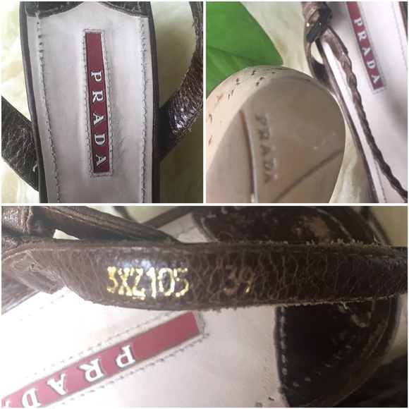 PRADA Braided Leather Sandals Cork Wedge brown 9 - Picture 8 of 8